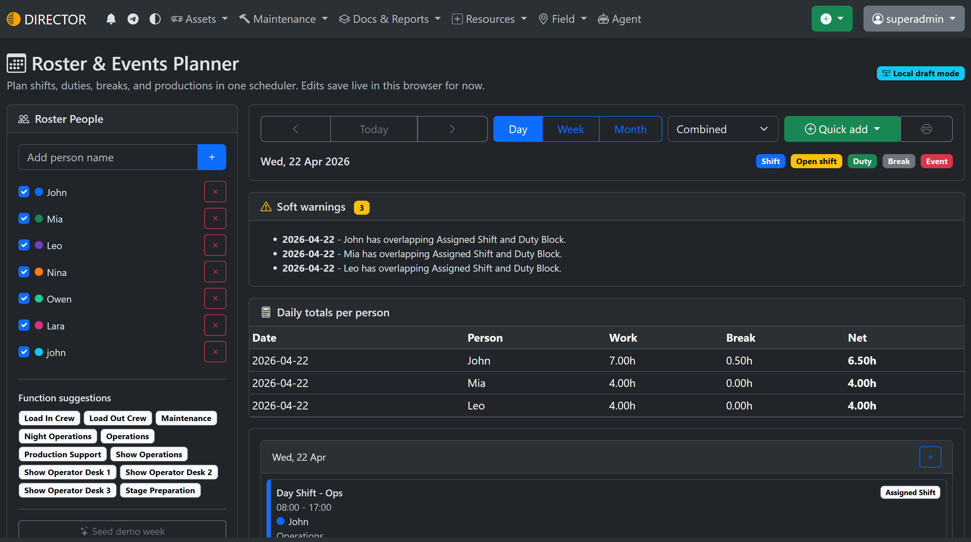 Show technical operations platform